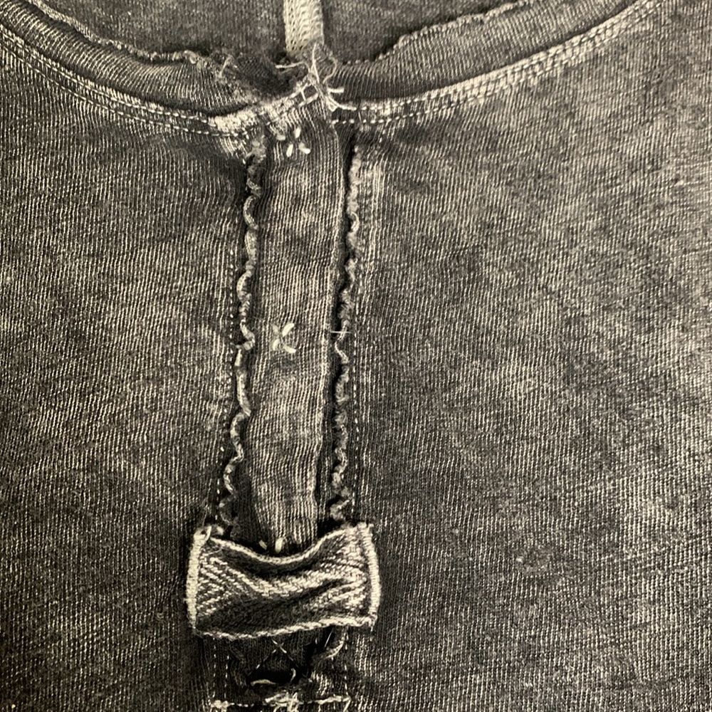 We the Free First Base Henley Drop Shoulder Top Acid Wash Indie Boho Shirt Small - Picture 7 of 8